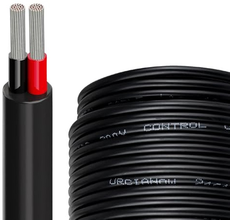 URCIANOW 20AWG 7 Metros Cable Eléctrico 0,5 mm² 2 Conductores 20 Gauge Electrical Cable UL2464 20 AWGC Stranded PVC Cord Tinned Copper Wire…
