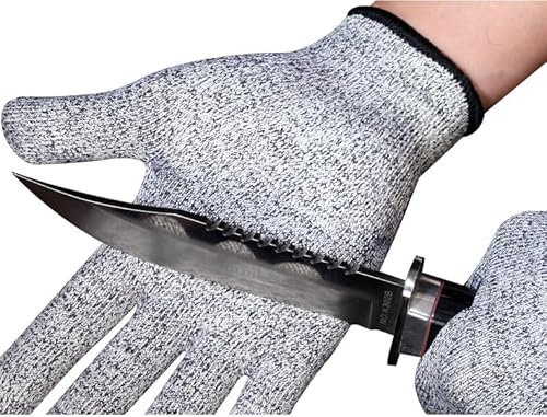 PRECORN Schnittschutzhandschuhe Küche, Arbeit & Garten – Hochleistungs-Schutz | CE-zertifiziert | Edelstahl-Draht-Mesh | Rutschfest & Unisex | 1 Paar in grau