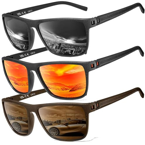Perfectmiaoxuan Polarisierte Sonnenbrille Herren/Damen, Vintage Elegant Brillengestell Klassisch, HD-Pilotobjektive; Outdoor-Sportarten,Golf,Fahren,Angeln,Reisebrille Mode Sonnenbrille