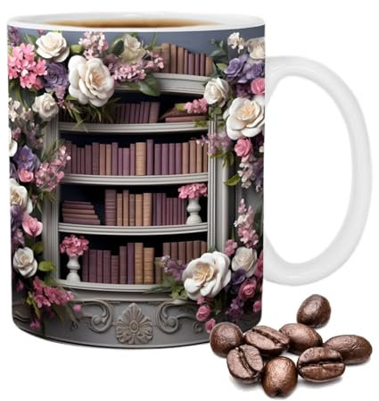 Ceolup Keramik Kaffeetasse 3D Bücherregal Tasse Buchliebhaber-Kaffeetasse Bibliothek Bücherregal Kaffeetassen Mehrzweck-Keramikbecher-Geschenke Für Buchliebhaber