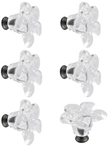 MOROBOR 6 Stück Kristallknäufe für Schranktüren, 43 mm, fünfblättrige Blumen, Glas, Schubladenknauf, Kristall-Türknauf, transparenter Acrylgriff für Kleiderschrank, Schublade, Schrank, Schrank