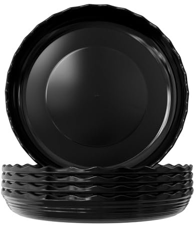 Pack of 5 Durable Black Plant Pot Saucers, Round Flower Pot Flowerpot Saucer Plastic Plant Trays Containers Plant Plate Pots for Indoor Household Outdoor Garden (30 cm)