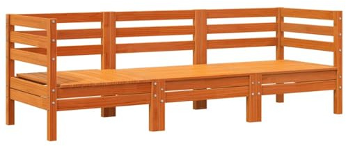 vidaXL Gartensofa 3-Sitzer, Outdoor Sofa mit Latten-Design, Gartencouch Modular, Gartenmöbel Gartengarnitur Sitzgruppe, Wachsbraun Massivholz Kiefer