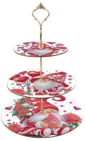 DCIDBEI Diamond Painting Dessert Ständer 3 Stöckig 25x32cm Diamant Painting Cupcake Ständer Gestufter Gebäck Snack Süßigkeiten Buffet Ausstellungsturm Servierplatte (Zwerg Rot)