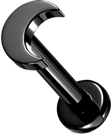 Stachelkleid Labret Piercing Titan Mond Flat Base Flache Basis Universal Hypoallergen Man Frau Conch Cyber Dahlia Helix Ohr Nase Septril Shark Snake Knorpel Lippe Schwarz, 6 mm