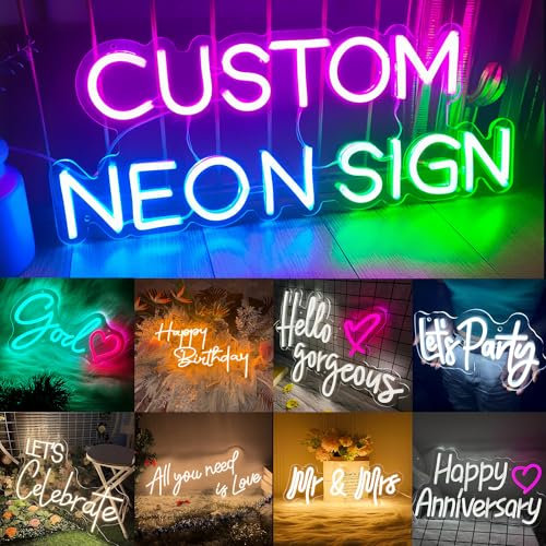 VIEWLON Letrero Neon Personalizado Luces Neon Habitacion Pared, Cartel Luminoso Led Personalizado para Boda Cumpleaños Fiestas Bar Tiendas