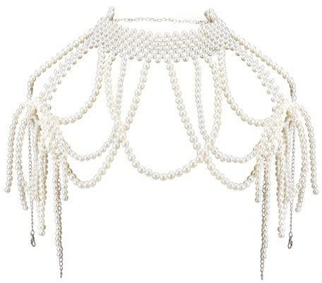 Colliers D'Épaule en Perles NICENEEDED Chaîne D'Épaule de Mariage de Mariée Chaîne de Bras Multicouche Boho Bijoux de Corps pour la Plage D'Été