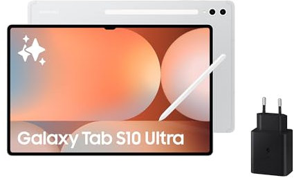 Samsung Galaxy Tab S10 Ultra 256GB + Cargador - Tablet IA, Tableta Android Wifi, 12GB RAM, Pantalla AMOLED, Antirreflejos, S Pen Incluido, Plata (Versión Española)