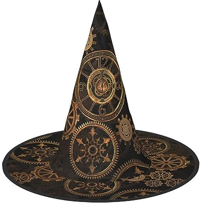 ROMuka Gears Uhr Bronze Jahrhundert Halloween Hut Party Mädchen Breite Krempe faltbar Hut Sharp Party Kostüm