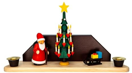 Rudolphs Schatzkiste Kerzenhalter Weihnachtsmann am Christbaum BxHxT 13x6x6cm NEU Kerzenleuchter Kerzenständer Weihnachtsbaum Holzbaum Christbaum