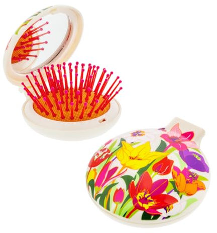 Pylones - Haarbürste mit Spiegel 2 in 1 – Lady Retro – Tulpen