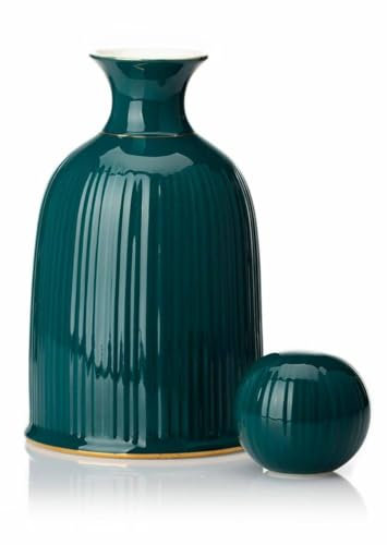 HowHomely Caraffa in ceramica con coperchio, 1,2 l, per acqua, tè freddo, vino, caffè, latte e succo, caraffa per acqua o vino, elegante brocca con coperchio (1200 ml)