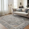GENIMO Teppich Wohnzimmer 200x290 Waschbar, Boho Vintage Teppich Kurzflor, Rutschfester Teppiche für Schlafzimmer Esszimmer, Grau