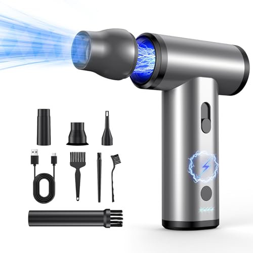 Compressed Air Duster-300000RPM Super Power Air Duster Electric, Rechargeable Brushless Motor Durable Mini Blower, 6X Fast Compressed Air Blower for PC Computer, Keyboard, Outdoor, House and Car