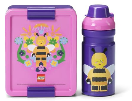 Room Copenhagen LEGO LUNCH SET – ICONIC Design, Spaßig & Funktional – 390 ml Flasche und Brotdose für Kinder & Erwachsene, für Mahlzeiten unterwegs, Violett