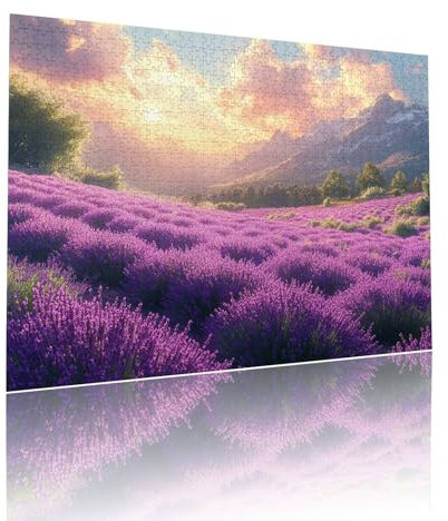 Lavendel Puzzle für Erwachsene Kinder Anspruchsvoll 80 Teile Impossible Klassische Puzzles Schwer Landschaft ab 8 9 10 Jahre Mädchen Jungen Jigsaw Kunst Educa, für Dekoration Geschenke 15x20cm t-973