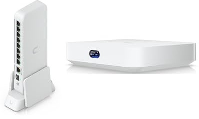 Juego para Ubiquiti Cloud Gateway Max (UCG-Max) con soporte de mesa universal - Router Multi-WAN avanzado + Almacenamiento NVR + Soporte pesado incluido