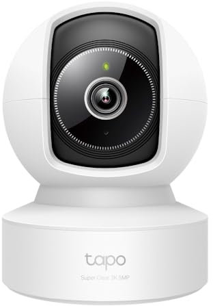 Tapo C232 3K 5MP Telecamera Wi-Fi Interno, Porta Ethernet, Visione Notturna Avanzata, Notifiche AI Persone/Animali Domestici/Veicoli/Bimbi, Allarme acustico e luminoso, Compatibile con Google e Alexa