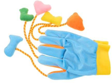 VICASKY Plüsch Fünf Finger Teaserhandschuh mit Integriertem Glockenspiel Interaktives Katzenspielzeug für Indoor Katzen Kratzfestes Sicheres Material Fördert Bewegung und Geistige Anregung