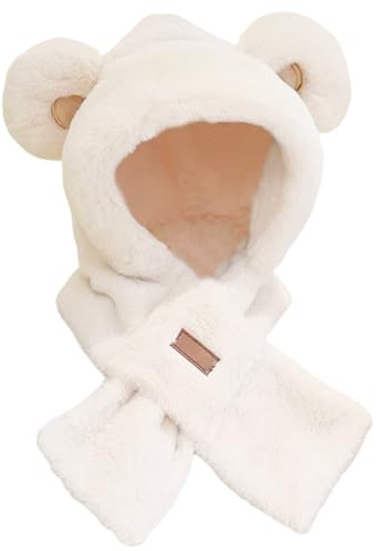 ChAusa Damen Beanie Wintermütze, Winter Kapuzen Kinder, Schal Mützes 2 in 1, Tier Bär Warme Mützes Hut Ohrenklappen, Lustige Neuheit Geburtstag Weihnachten Weihnachten Geschenke