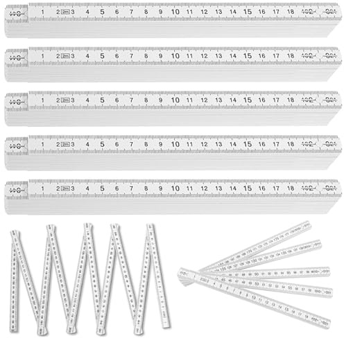 5 Stück Zollstock 2 Meter – Robuster Meterstab 2m aus Kunststoff, Präziser Gliedermaßstab 2m für Handwerker, Heimwerker & Baustelle – Faltbarer Meterstab Mini Zollstöcke