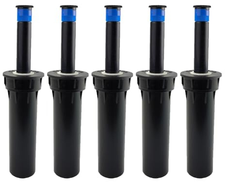 RIEGOPRO Pack 5 × Difusor de Riego RP-1815 | Tobera RP-N15 Incluida – Altura 10 cm | Conexión ½” Hembra | Alcance Ajustable 4,7 m | Compatible con Boquillas Regulables de Cualquier Marca.