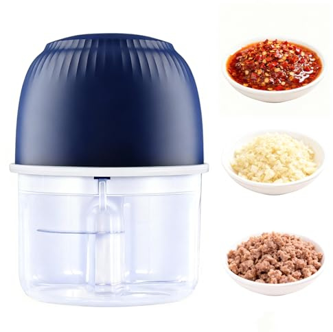 Electric Mini Food Chopper, Small Food Processor Garlic Grinder, Portable Cordless Vegetable Dicer, Kitchen Appliance Helper, for Nuts Onions Pepper Vegetable Meat (Blue)