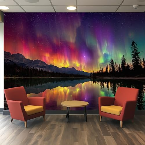 Tapete Nachthimmel, Fototapete Wald Baum Fantasy Küche Wohnzimmer Schlafzimmer, 350x256 cm, Vliestapete, Poster Tapeten, Wandtapete
