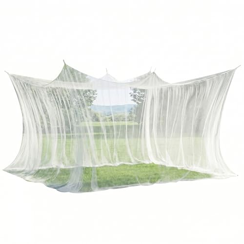 Sekey Moskitonetz 500 x 300 x 250 cm, Feinmaschig 0,07mm Doppelbett Mückennetz Reise, Tragbares Geschlossenes Campingzelt, Insektenschutz für Outdoor Garten Balkon Terrasse, Pavillon Fliegennetz Weiß