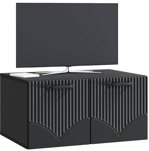 vidaXL Wandmontierter TV-Schrank Schwarz 59,5 x 41 x 30 cm, Moderner Wohnbereich, Rechteckiger Wandschrank, Viel Stauraum, Schlichtes Design für die Haushaltsorganisation