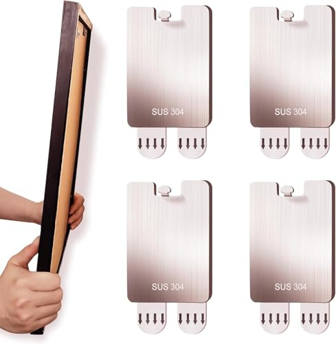 4-Pack Metal Picture Frames Hanging Hooks, Picture Hooks No Damage to Wall Paint, Serrated Picture Wall Hangers Without Nails