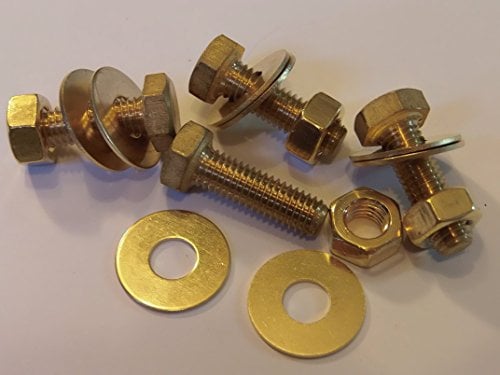 M8X25 BRASS HEX HEAD BOLTS NUTS & WASHERS (PACK 0F 4) BRASS SET SCREWS X4