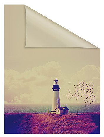 Lichtblick Fensterfolie selbstklebend mit Motiv, Sichtschutz, merhfach Ablösbar, Montage ohne Rakel, Made in Germany Leuchtturm - Orange Rot 50 x 100 cm (B x L)