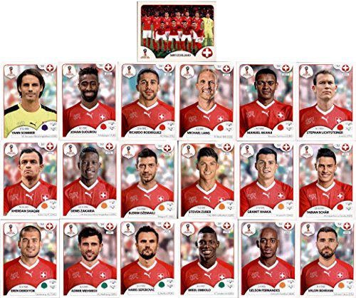 CAGO Lot de stickers à collectionner Panini Coupe du monde 2018 - Équipe Suisse (sticker 373-391)