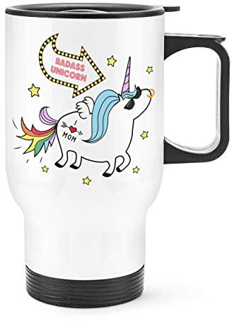Badass Unicorn Travel Mug Cup with Handle