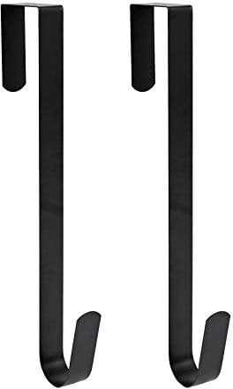 Sattiyrch 15 Wreath Hanger for Front Door,Sturdy Steel Wreath Door Hanger,Over The Door Hanger Hook (Black,2)