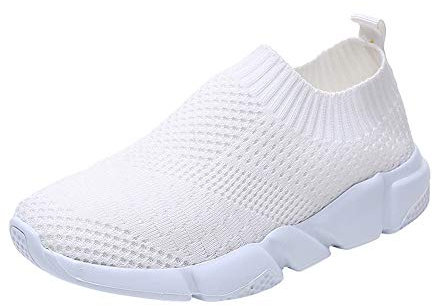 MRULIC Damen Atmungsaktives Mesh Netz Sneakers Outdoor Mesh Schuhe Casual Lace Up Komfortable Sohlen Laufsportschuhe Laufschuhe(Weiß,40 EU)