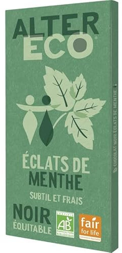 ALTER ECO - Chocolat Noir Éclats De Menthe Bio 100G - Lot De 4