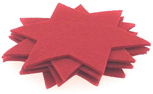 6er Set Filzsterne Weihnachten Tischdeko Untersetzer Unterlage Dekostern Geschenkidee Sterne Filz (6er Set ROT)