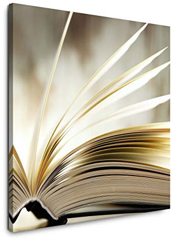 EAUZONE GmbH Bücher aufgeschlagen 90x90cm Wandbild auf Leinwand, Kunstdruck Moderne Bilder