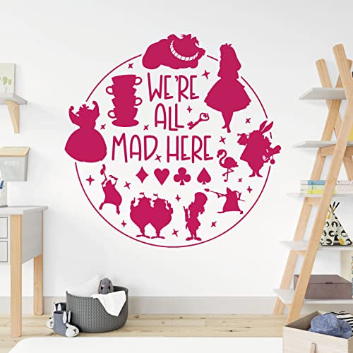 Wandtattoo, Motiv Alice im Wunderland Story, englischer Text, Größe XL, Magenta