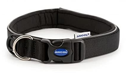 Ancol Extreme Ultra Padded Weatherproof Safe Black Dog Collar for Puppies and Pets - Heavy Duty Reflective Adjustable Comfortable Training Accessory for Dogs - 46-54cm, Size 6