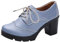 Jamron Mujer Tacón de Bloque con Cordones Brogues Derby Pumps Zapatos de Vestir Azul SN02955 EU37.5