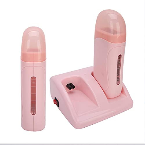 Chauffe-Cire Roll on Epilation avec Double Cartouches Machine à Cire Épilatoire à Rouleau de Cire d'Épilation Professionnelle Rose (220V)