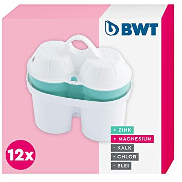 BWT Filterkartuschen ZINC & Magnesium Mineralized Water 12 Stück | Filterkartusche für Wasserfilter | Wasserfilterkartuschen | Filtert Kalk, Chlor, Blei & Kupfer | für Wasserhärte ab 15°dH geeignet