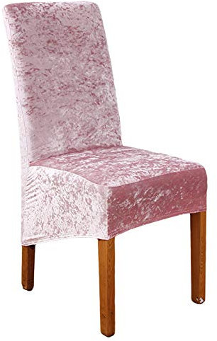 RDTRAVEL Lot de 6 housses de chaise en velours écrasé extensible pour chaises de salle à manger, mariage, banquet, fête (rose)
