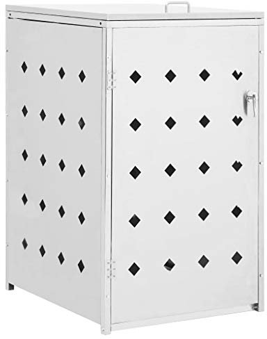 Tidyard Mülltonnenbox für 1 Tonnen Mülltonnenverkleidung Mülltonne Müllcontainer Gerätebox Edelstahl Silbern 240 L Edelstahl 69 x 77,5 x 115 cm