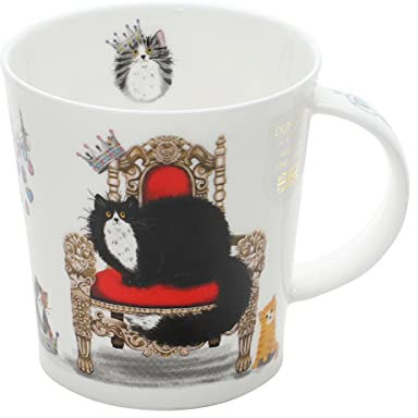 LO-REGC-BW Mug en porcelaine anglaise Motif chat royal Noir/blanc