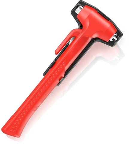 WONDER POINT Car Window Breaker, Glass Breaker and Seatbelt Cutter, Emergency Car Glass Safety Hammer, Window Punch Seatbelt Cutter for Family Rescue & Auto Escape Tools(Red)