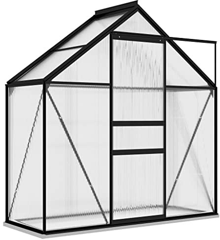 vidaXL Serre Abri Plantes Serre à Fleurs Serre à Plantes Légumes Jardin Patio Terrasse Extérieur Arrière-Cour Anthracite Aluminium 1,33 m²